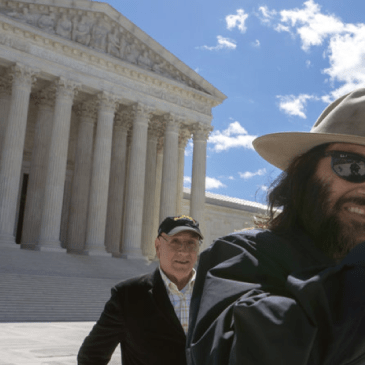 Photo of Erik Brunetti leaving the Supreme Court of the United States after winning his lawsuit about registration of his trademark for his brand