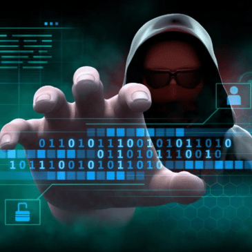 illustration of a "data pirate" reaching for binary code with a foggy blue-green background that fades to black